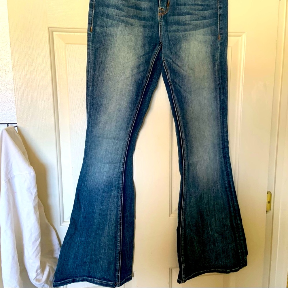 Grace Easy Fit flare legged western jeans stone wash size 27